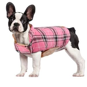NWT Size XS Pink Plaid Reversible Dog Coat / Jacket